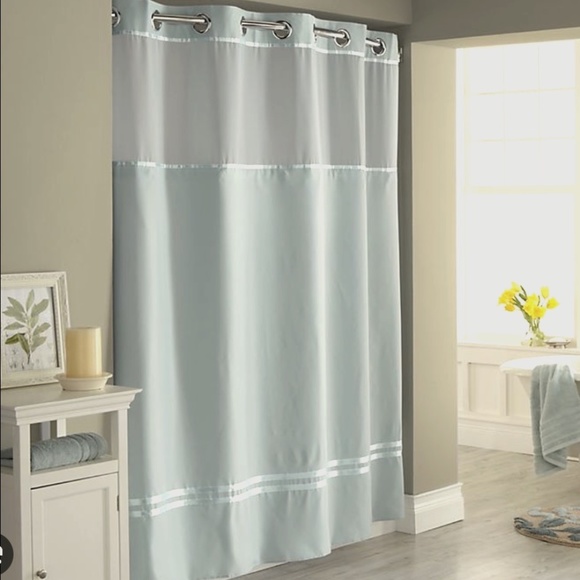 Bath Hookless Lined Shower Curtain Teal Green Blue Gray Poshmark